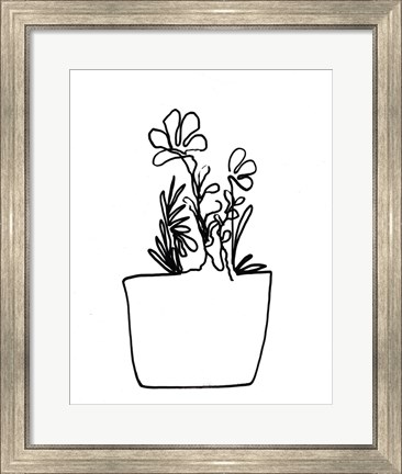 Framed Hand Sketch Flowerpot I Print
