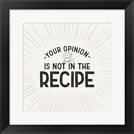 Framed Kitchen Art V-Not in the Recipe Print