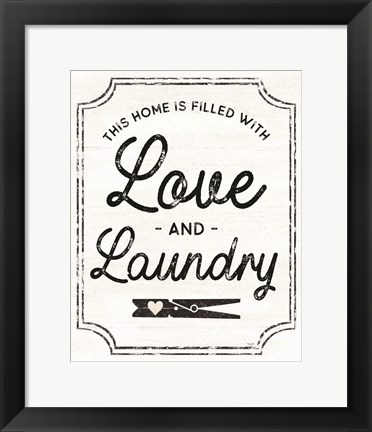 Framed Laundry Art portrait II-Love &amp; Laundry Print