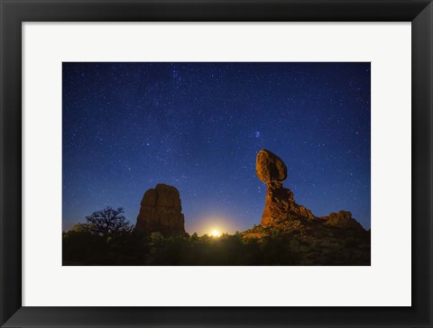Framed Balanced Rock Crescent Moonrise Print