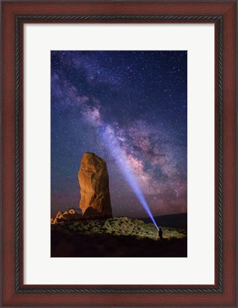 Framed Milky Way behind Chimney Rock Print