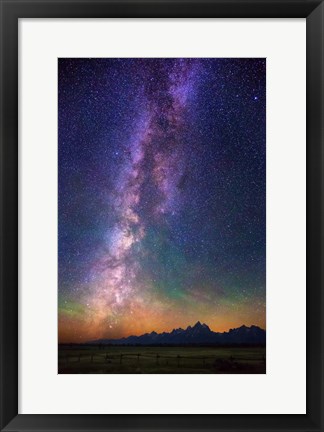 Framed Milky Way dawn over Tetons 1827 Print