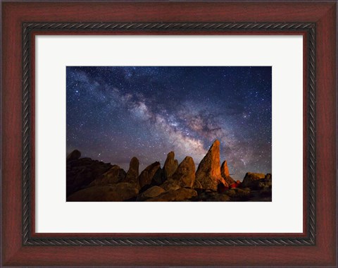 Framed Milky Way over pinnacles Alabama Hills Print