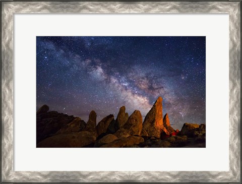 Framed Milky Way over pinnacles Alabama Hills Print