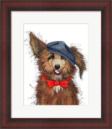 Framed Doggy in a Hat Print