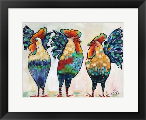 Framed Roosters Print