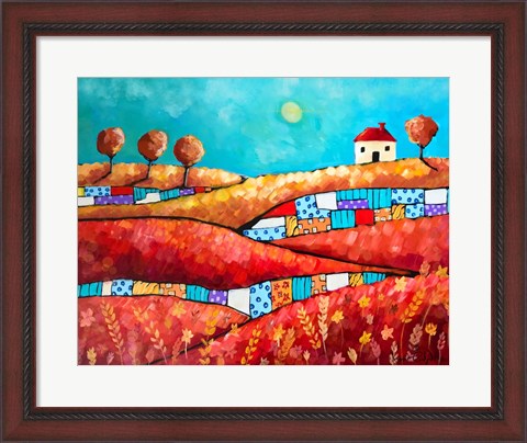 Framed Fields of Golds and Reds Print