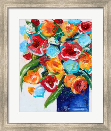 Framed Flowers Blue Vase Print
