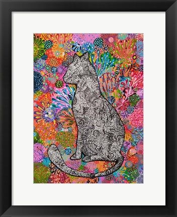 Framed Cat Silouette BW Print
