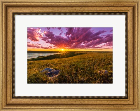 Framed Sunset Over Lake Oahe Print