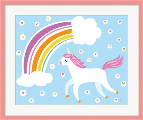 Framed Happy Unicorn Print