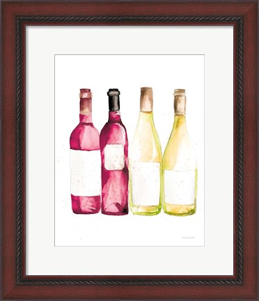 Framed Pop the Cork III Red and White Wine Print