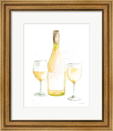 Framed Pop the Cork II White Wine Print