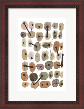 Framed Mid Century II Warm Neutral Vertical Print