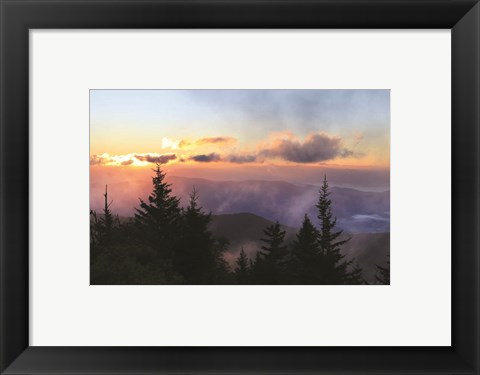 Framed Foggy Mountain Sunrise Print