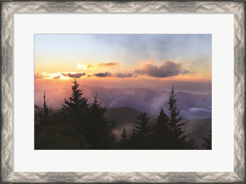 Framed Foggy Mountain Sunrise Print