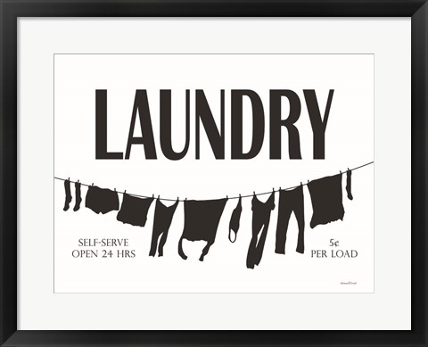 Framed Laundry Clothesline Print