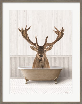 Framed Bath Time Deer Print