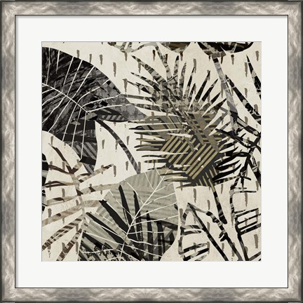 Framed Grey Palms I Print
