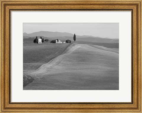 Framed Val d&#39;Orcia, Siena, Tuscany (BW) Print