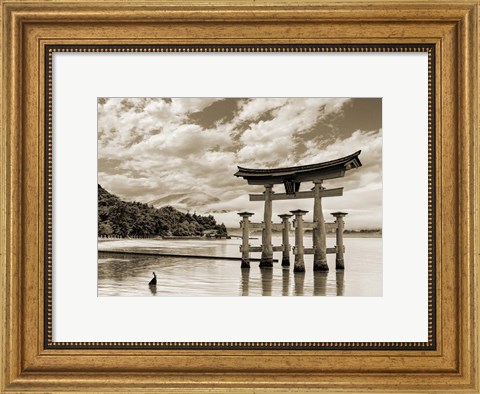 Framed Itsukushima Shrine, Hiroshima, Japan (BW) Print