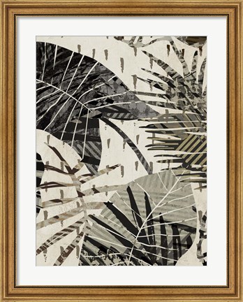 Framed Grey Palms Panel I Print