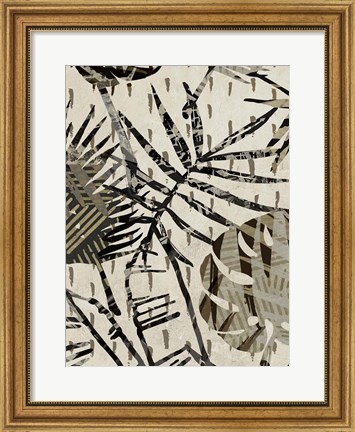 Framed Grey Palms Panel II Print