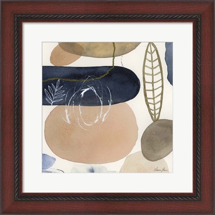 Framed Leaves and Stones III Print