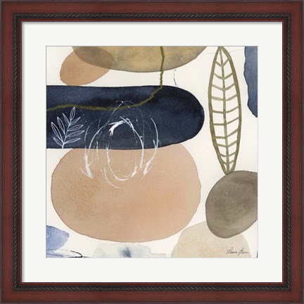 Framed Leaves and Stones III Print