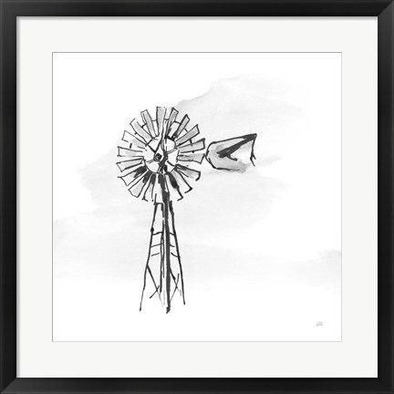 Framed Windmill V BW Print