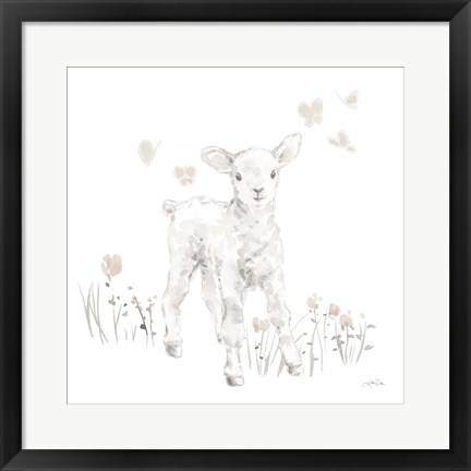 Framed Spring Lambs I Neutral Print