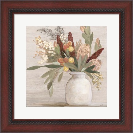 Framed Warm Protea Still Life Crop Print