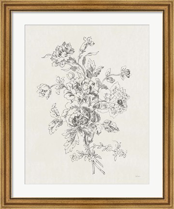 Framed Toile Roses VIII Neutral Print