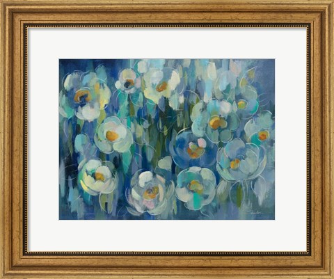 Framed Pretty Blue Floral Print