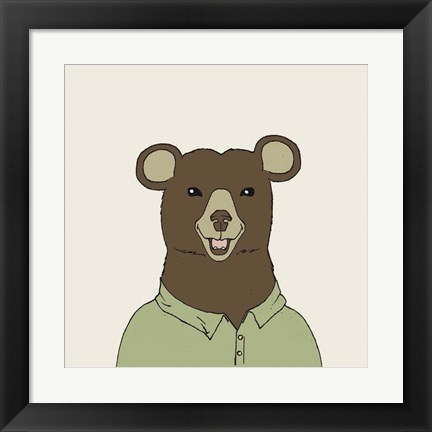 Framed Bear on Cream Print