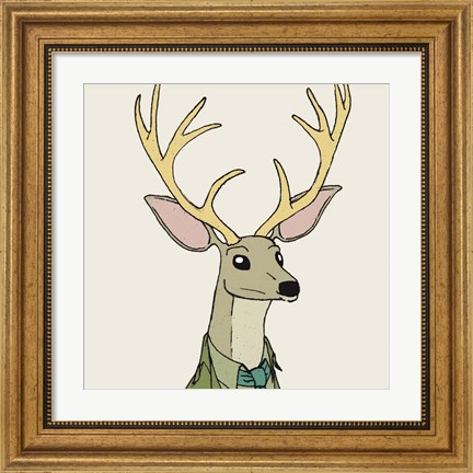 Framed Deer on Cream Print