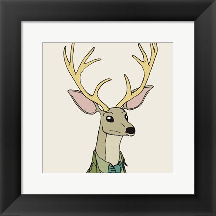 Framed Deer on Cream Print