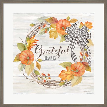 Framed Pumpkin Patch Wreath II-Grateful Print