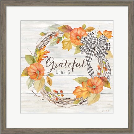 Framed Pumpkin Patch Wreath II-Grateful Print