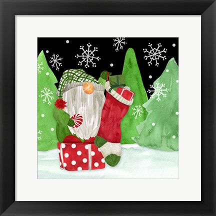 Framed Gnome for Christmas IV-Gnome Stocking Print