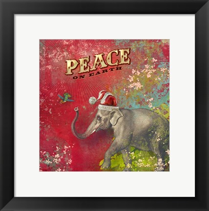 Framed Colorful Christmas I-Elephant Peace Print