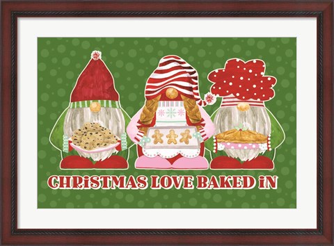 Framed Christmas Bakers I on Green Print