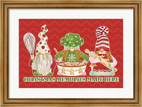 Framed Christmas Bakers III on Red Print