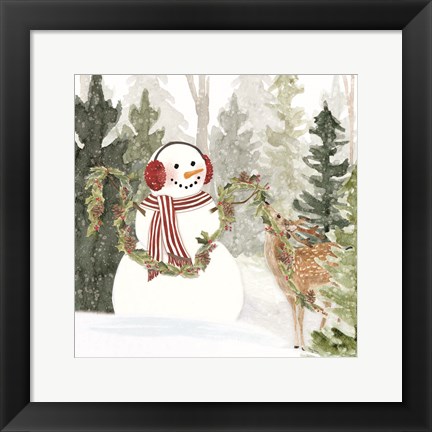 Framed Christmas in the Woods I Print