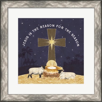 Framed Come Let Us Adore Him IV-Reason for the Season Print