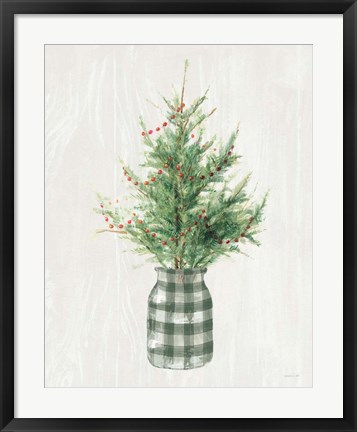 Framed White and Bright Christmas Tree II Plaid Print