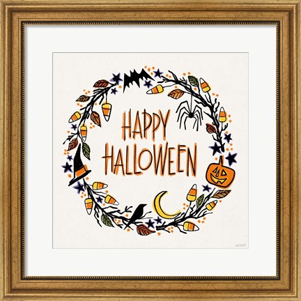 Framed Halloween Wreath II Print