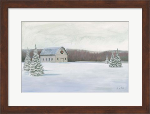 Framed Holiday Winter Barn Print