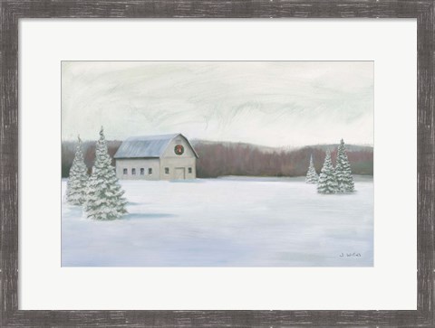 Framed Holiday Winter Barn Print