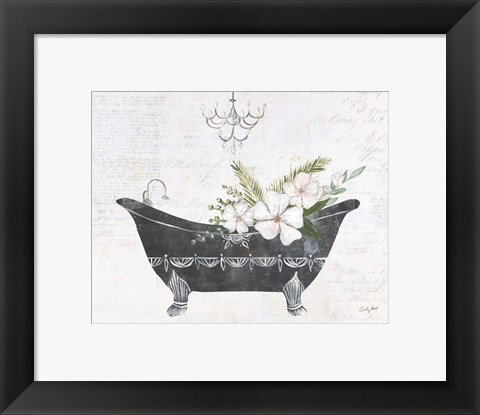 Framed Floral Bath I Flipped Print